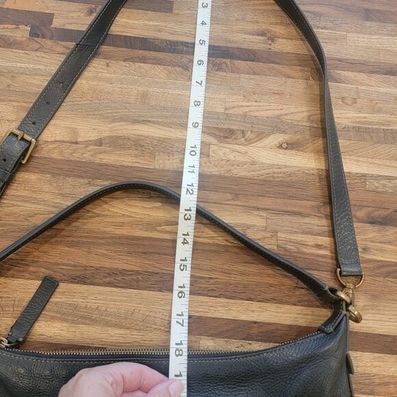 Fossil Black Leather Zip Hand/Shoulder Bag Zip Outside or Inside Cell Phone Comp - Picture 12 of 14